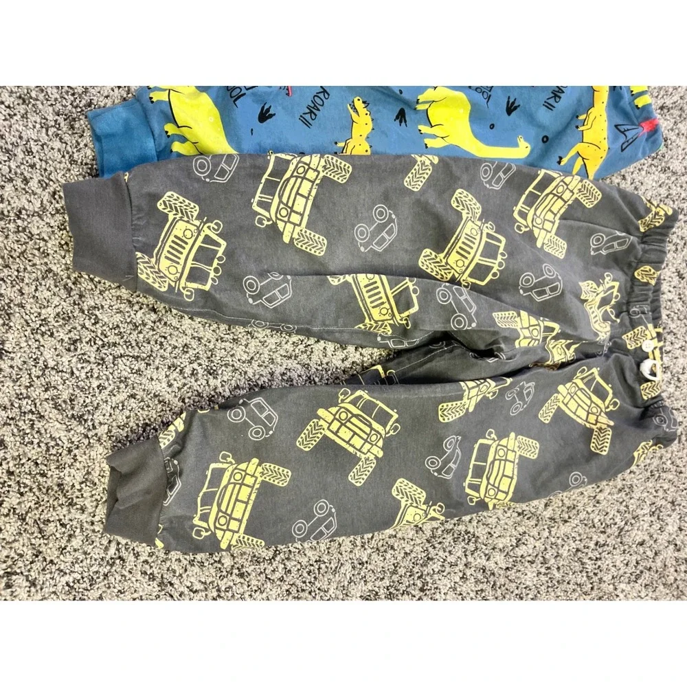 Kids Waterproof Pajama Pants 2 Bundle Dinosaur Truck Print Blue Gray Size 4‎